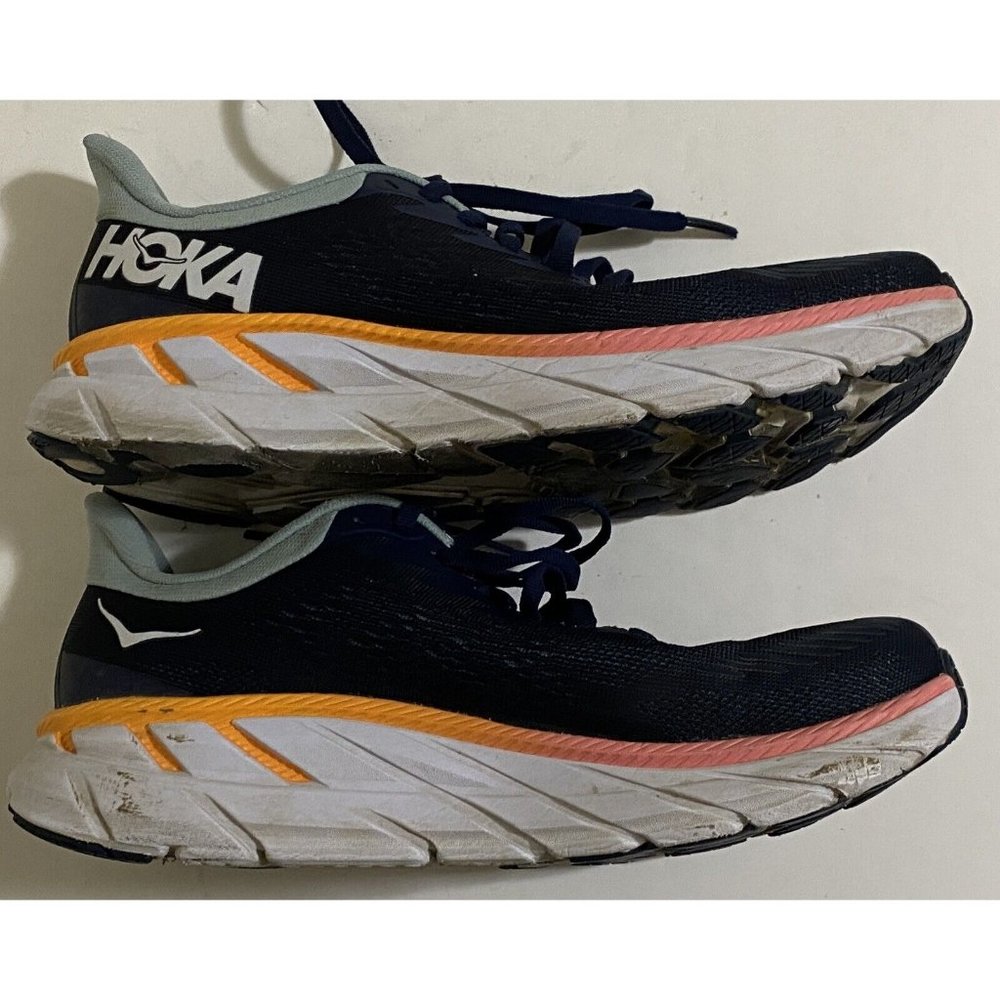 Hoka One One Women's Clifton 7 1110509 Black Iris Blue Haze Running Shoes US 7.5